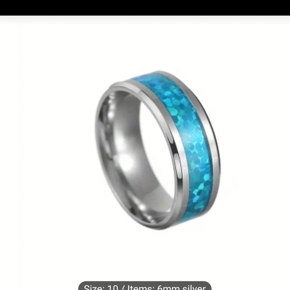 NWT Stunning No Tarnish Silver and Blue Ring/ Band for Men Gift Idea for Men